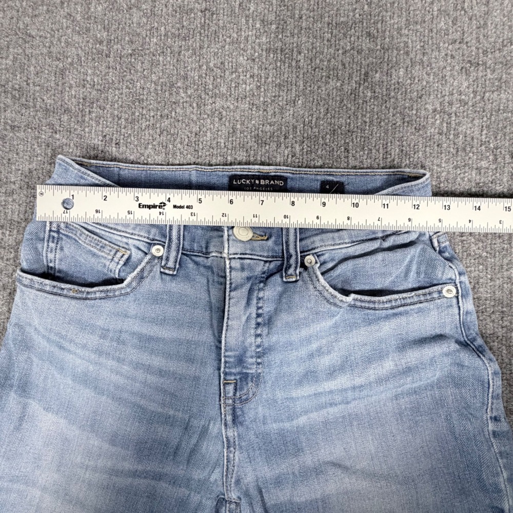 Lucky Brand Ava Mid Rise Crop Mini Boot Jeans Light Wash Raw Hem Size 4 27 - Picture 8 of 12